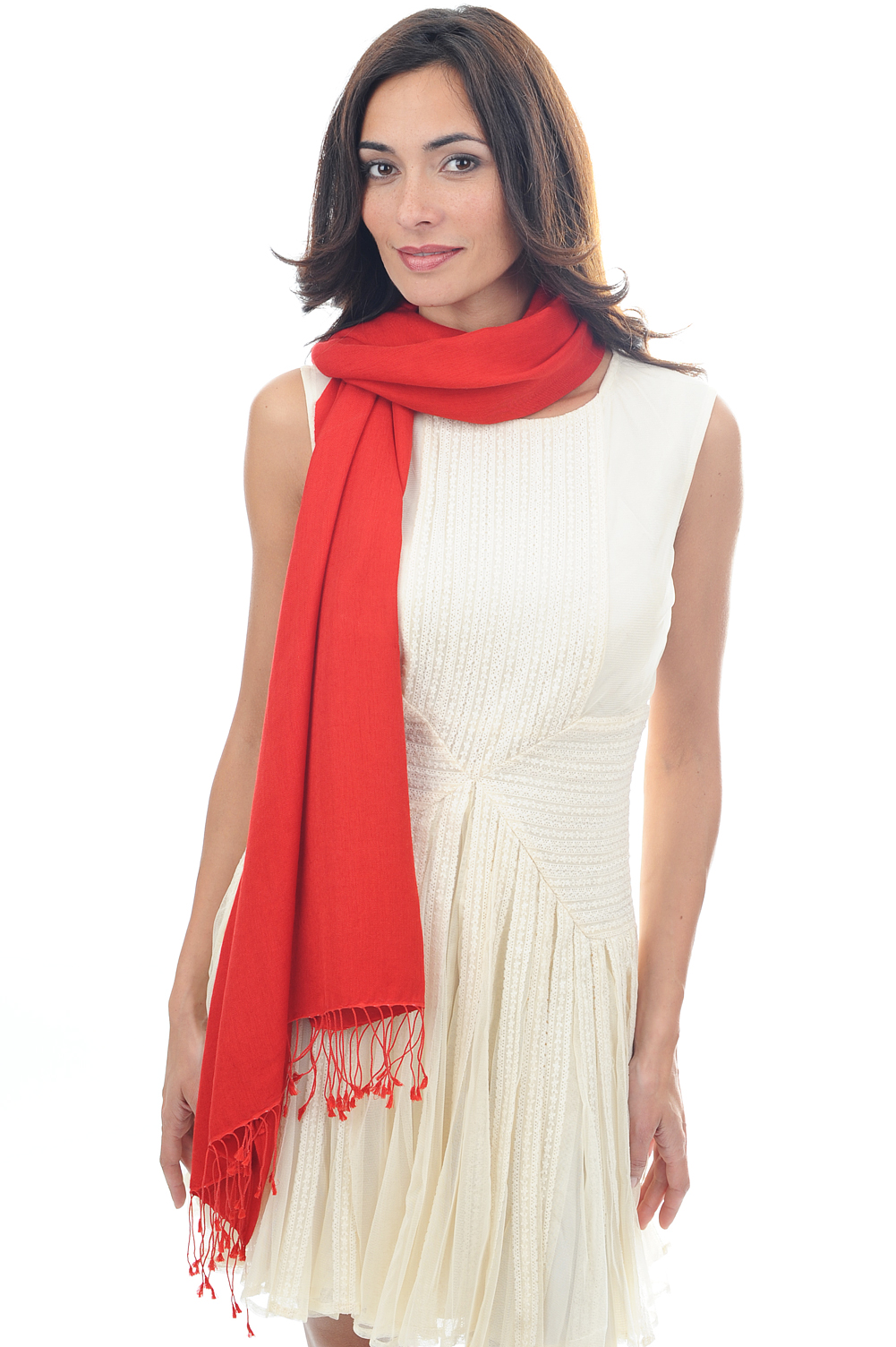 Cashmere & Seta cashmere donna platine rosso franco 204 cm x 92 cm